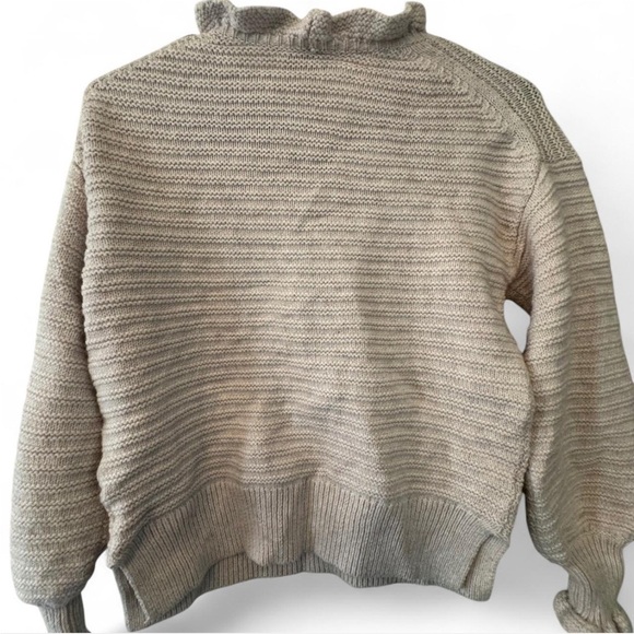 Madewell Ruffle-Neck Pullover Sweater in Cotton-Merino Yarn Small cream color - Picture 5 of 5